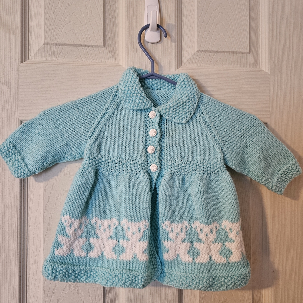 Vintage 1960 Blue Knit Baby Cardigan Like New Teddybears